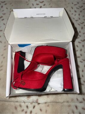 Dream Pairs Red Platform Block Heel Sandals